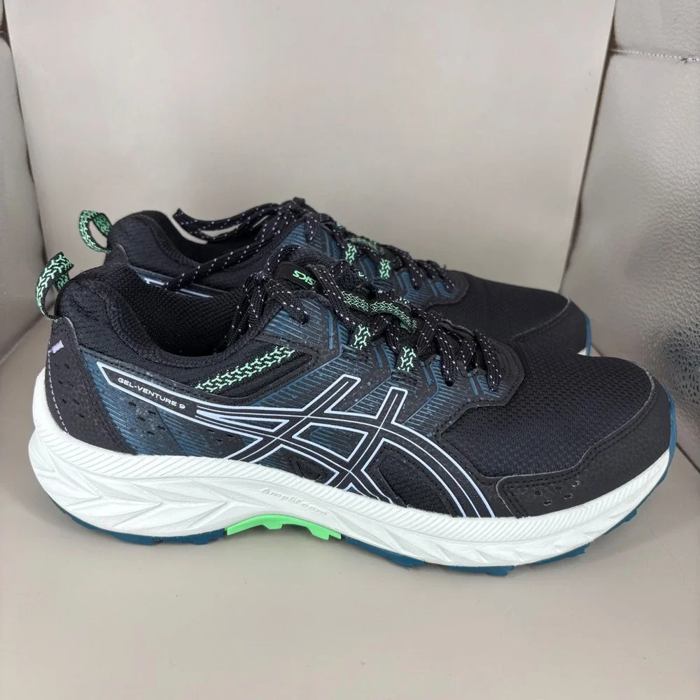 Asics Gel-Venture 9 Womens Trail Running Shoes Black Blue 1012B313 Size 9.5